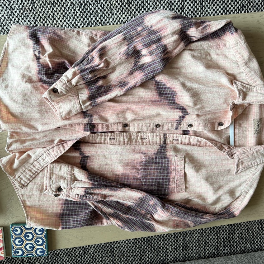 Pink and Black Tie-Dye Button-Up Shirt